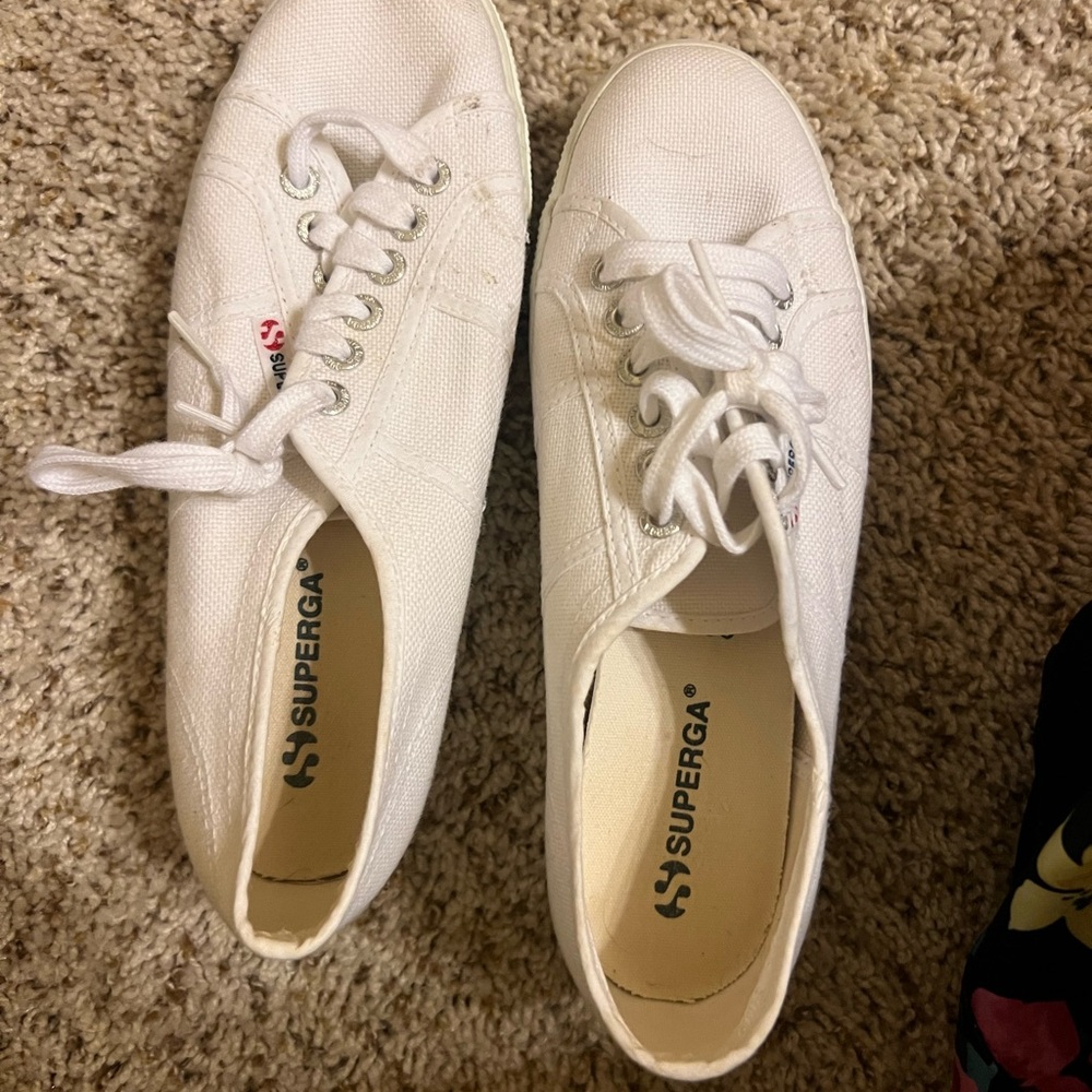 Superga Women's Classic White Lace-Up Sneakers